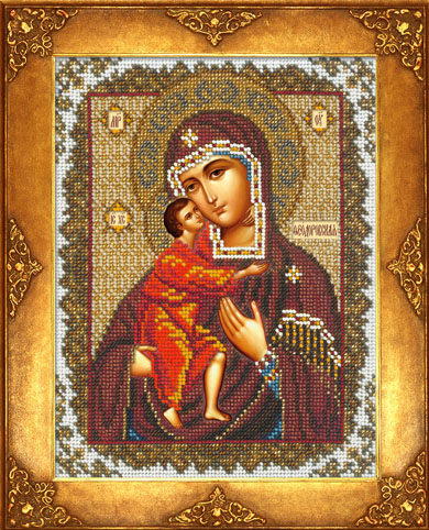 Икона Богородица Феодоровская вышивка